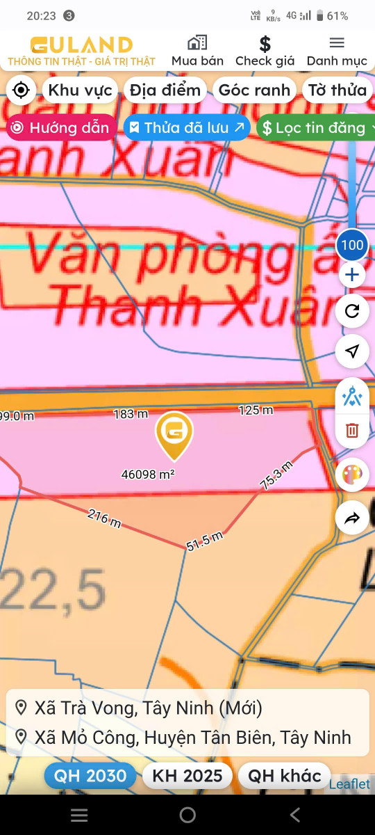 Bán đất 10000000000000000000m² ngang 500mm giá 60000 tỷ Xã Trà Vong