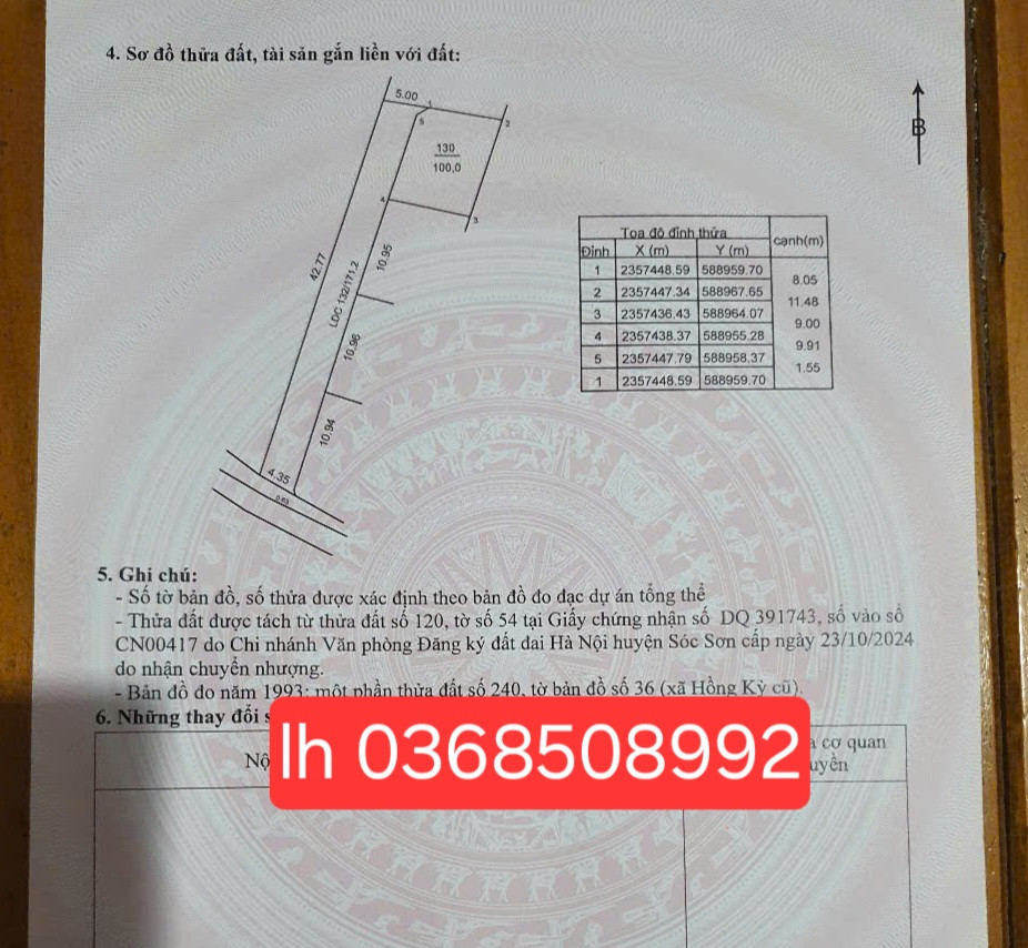Bán đất 100m² ngang 11,46m giá 1.56 tỷ Xã Trung Giã