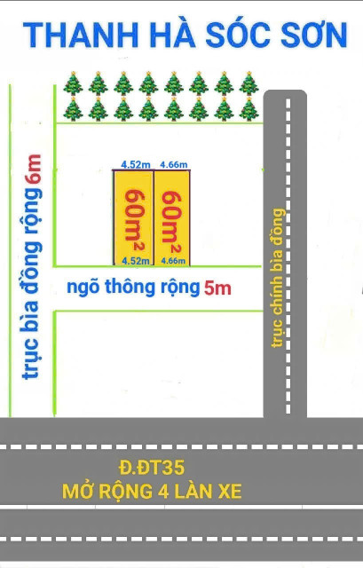 Bán đất 60m² ngang 4.66m giá 1.25 tỷ Xã Trung Giã