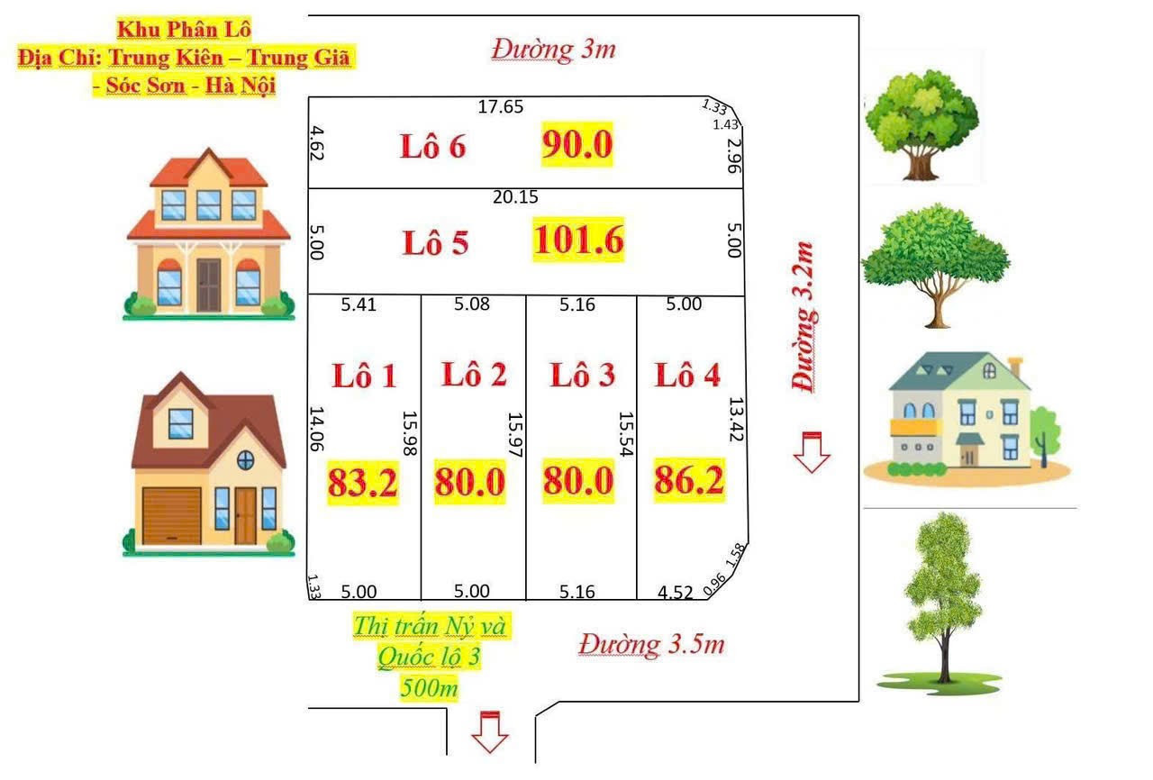 Bán đất 80m² ngang 5.16m giá 1.45 tỷ Xã Trung Giã