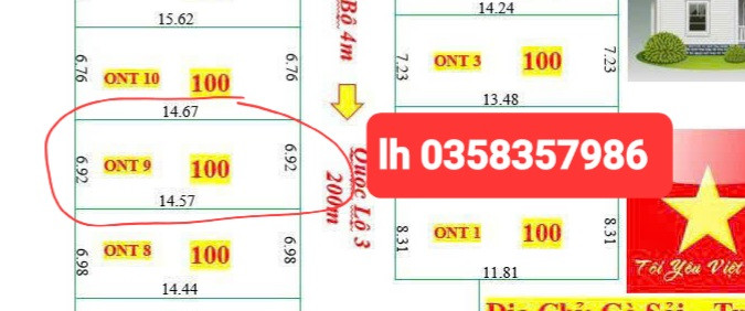 Bán đất 100m² ngang 6.92m giá 1.68 tỷ Xã Trung Giã