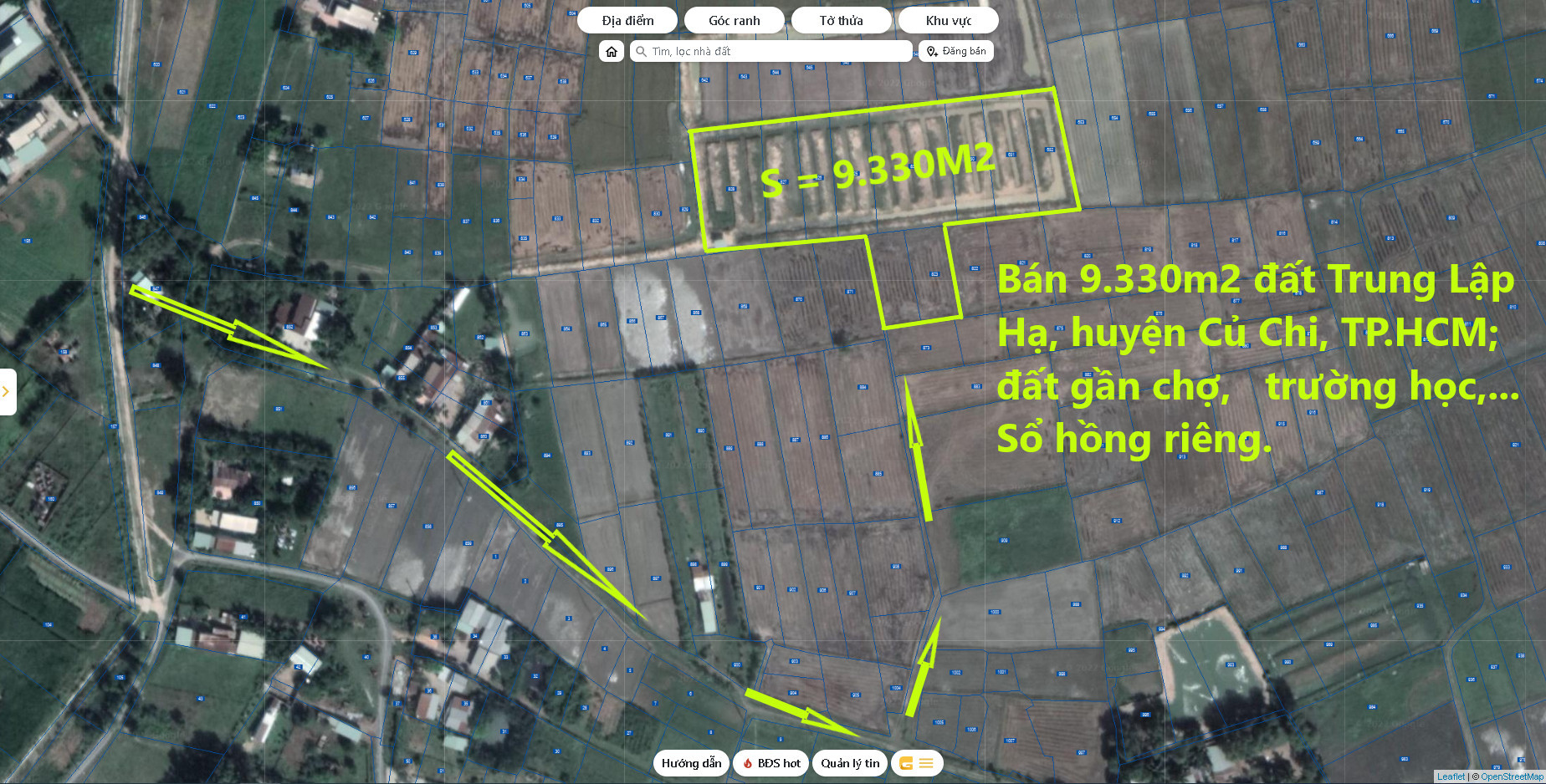 Bán đất 9330m² 9 tỷ tại Xã Trung Lập Hạ Huyện Củ Chi