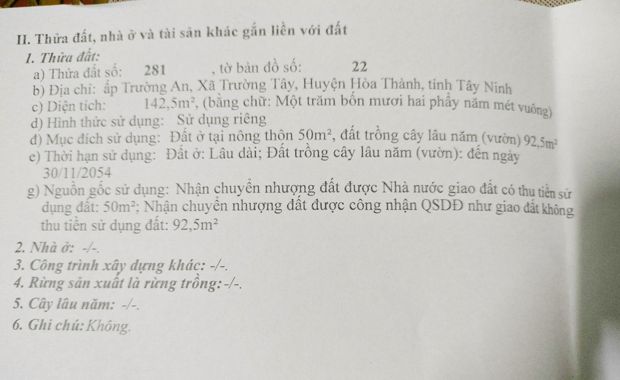 đất . cách chợ long hải 4 phút đi xe . ấp trường an . xa trường tây . hòa thành