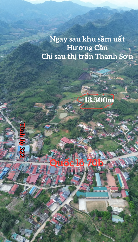 18.500m giá 360k/m2 ,đất nghỉ dưỡng ngay sau khu sầm uất của Phú Thọ giá 400k/m2