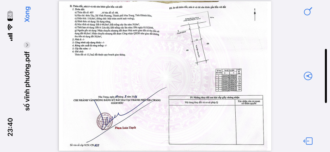 Bán đất 110.1m² 1.4 tỷ tại Xã Vĩnh Phương Thành phố Nha Trang