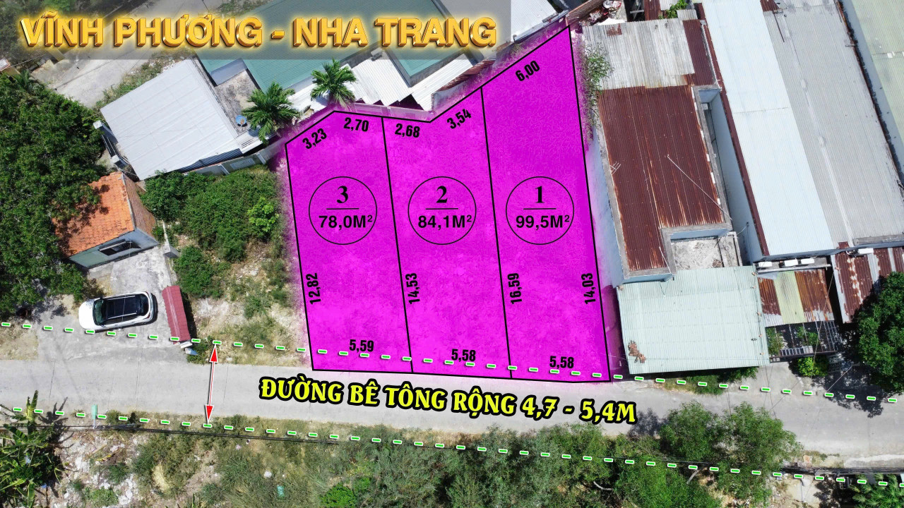 Chủ cần tiền bán ngay 3 lô đất full thổ nằm ngay Vĩnh Phương , Nha Trang