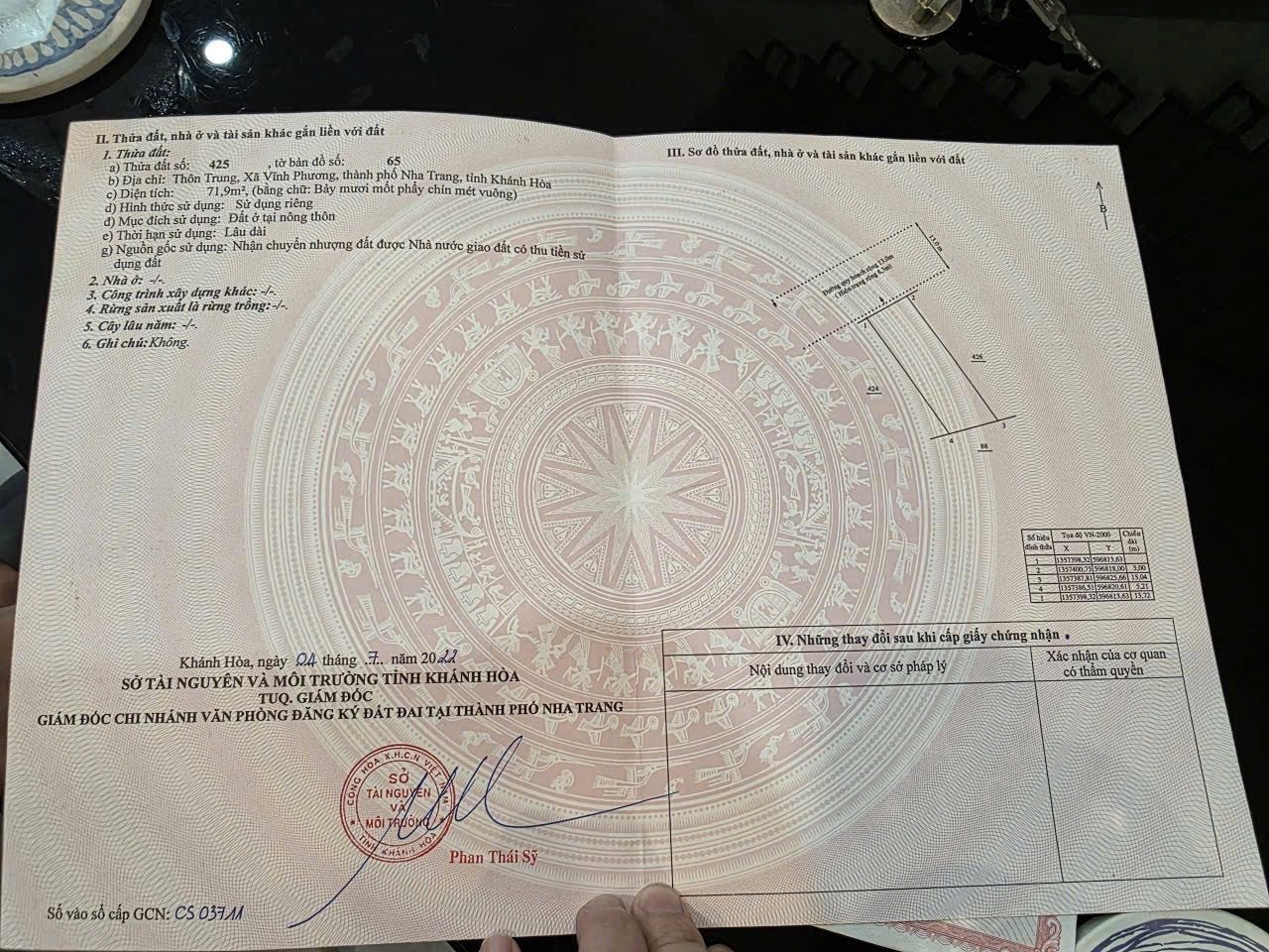 BÁN LÔ ĐẤT MẶT TIỀN THÔN TRUNG VĨNH PHƯƠNG . DT 72M2 , FULL THỔ . GIÁ 1 TỶ 590 TRIỆU