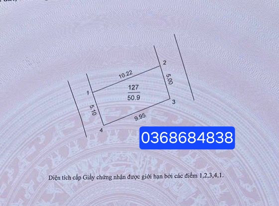 Bán đất 50.9m² ngang 5m giá 5.2 tỷ Xã Vĩnh Thanh