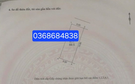 Bán đất 69.5m² ngang 5m giá 10.6 tỷ Xã Vĩnh Thanh