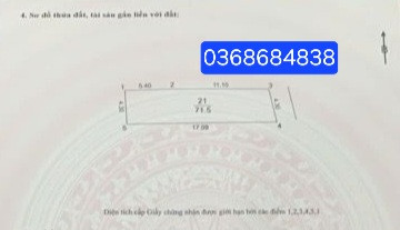 Bán đất 71.5m² ngang 4.3m giá 7.4 tỷ Xã Vĩnh Thanh