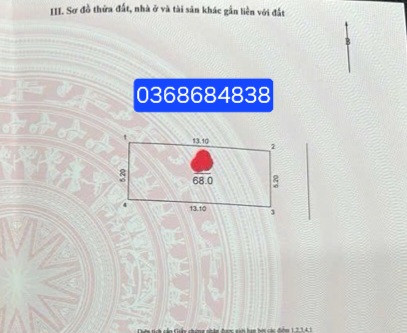 Bán đất 68m² full thổ cư ngang 5.2m giá 9 tỷ tại Xã Vĩnh Thanh