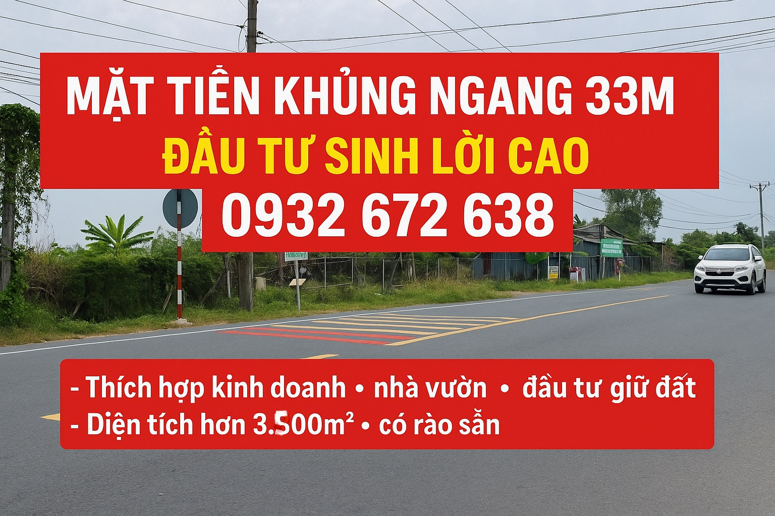 Bán đất mặt tiền khủng 33m. Tỉnh lộ 849Diện tích 3515m²13.5 tỷ tại Xã Vĩnh Thạnh Huyện Lấp Vò