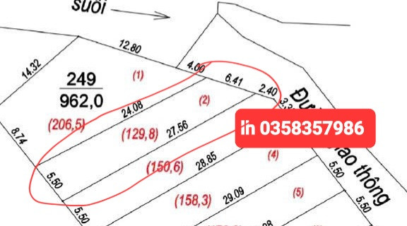 Bán đất 129.8m² ngang 6.41m giá 370 triệu Xã Vô Tranh