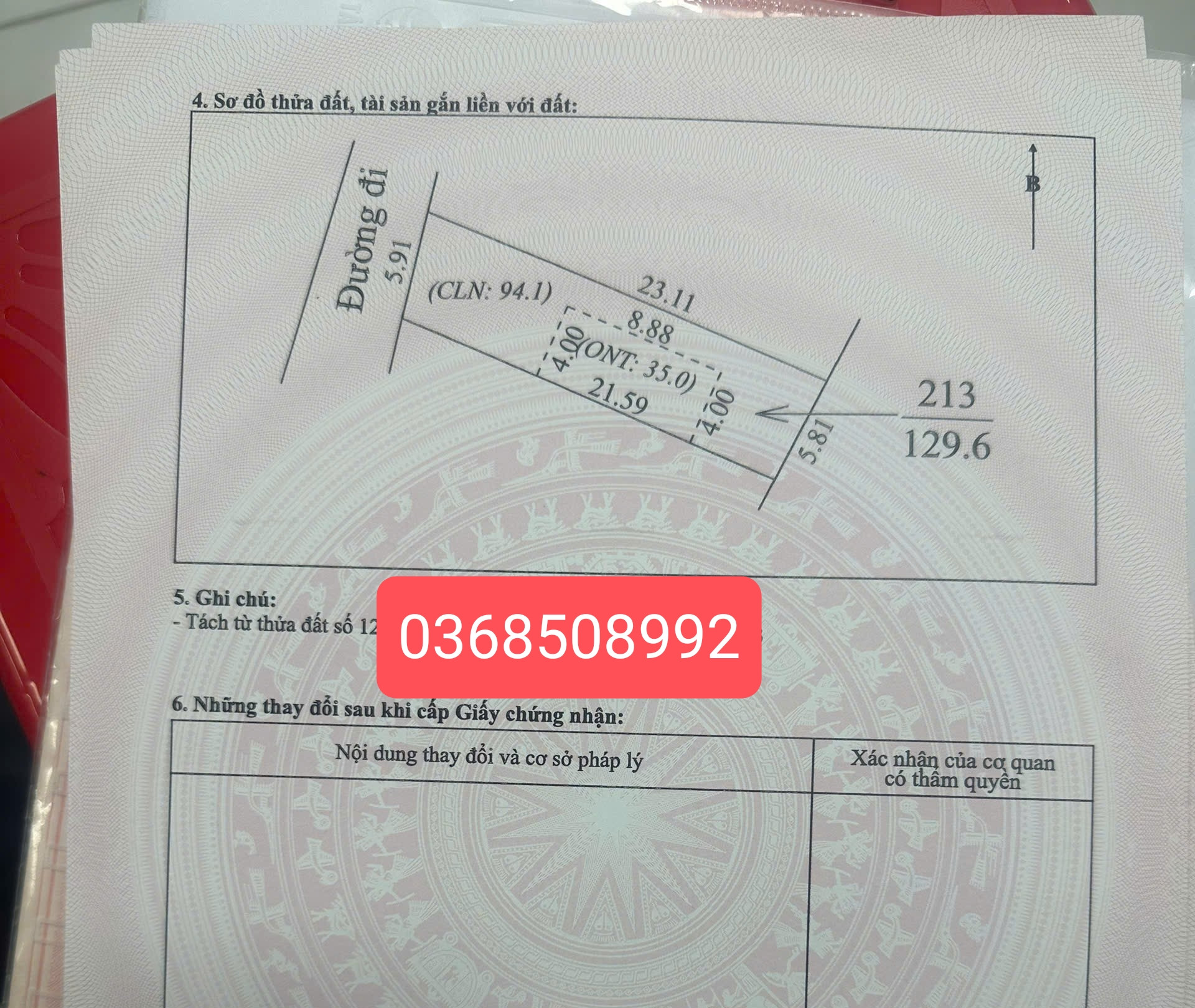 Bán đất 129m² ngang 5,9m giá 850 triệu Xã Xuân Cẩm