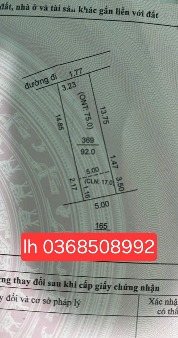 Bán đất 92m² ngang 5m giá 1.39 tỷ Xã Xuân Cẩm