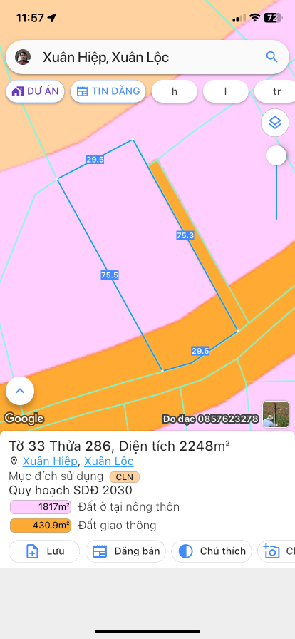 Bán đất 2248m² 4 tỷ tại Xã Xuân Hiệp Huyện Xuân Lộc