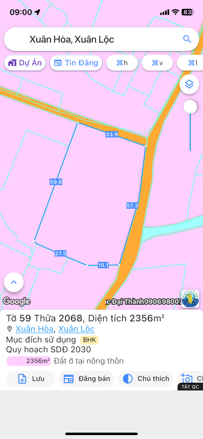 Bán đất 474m² 3 tỷ tại Xã Xuân Hòa Huyện Xuân Lộc