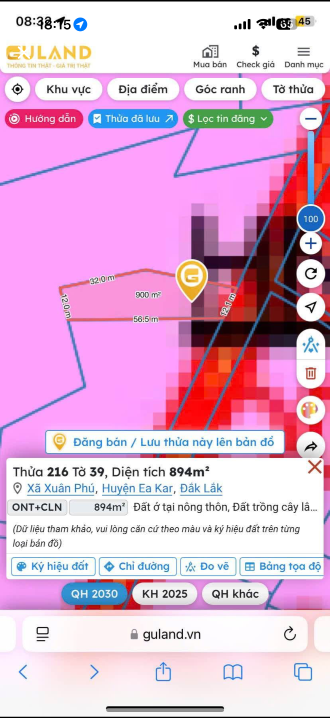 Bán đất 894m² giá 450 triệu tại Xã Xuân Phú Huyện Ea Kar