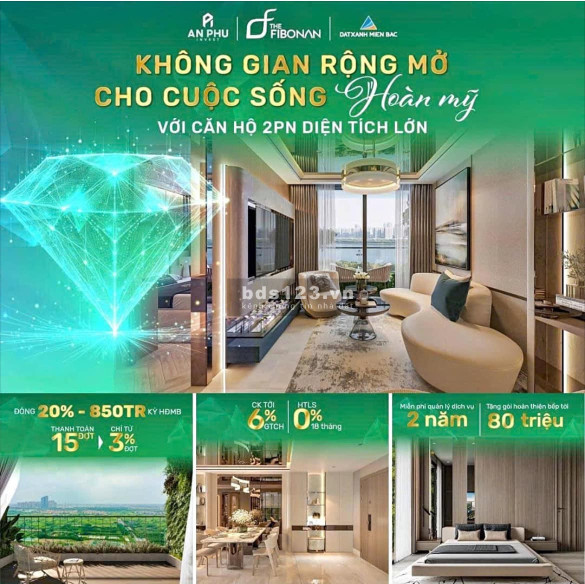 Mở bán gđ 3 The Fibonan với quỹ căn 75m2 độc quyền HTLX 0% +ck 6%