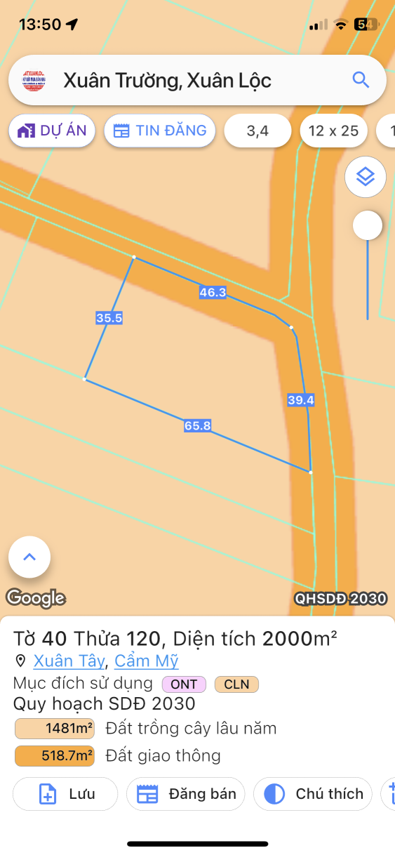 Bán đất 2000m² 1.9 tỷ tại Xã Xuân Tây Huyện Cẩm Mỹ