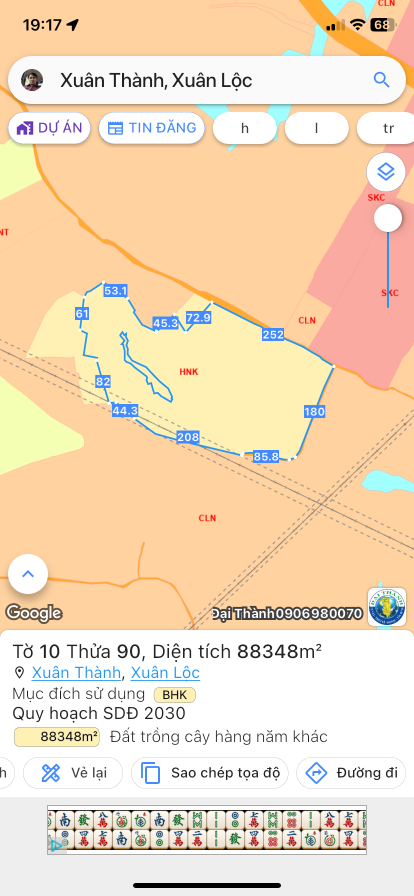 Bán đất 88280.1m² 16.9 tỷ tại Xã Xuân Thành Huyện Xuân Lộc