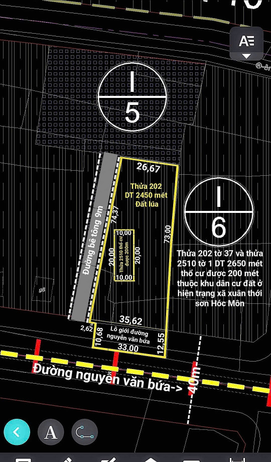 Bán đất 2633.7m² MẶT TIỀN NGUYỄN VĂN BỨA 30.7 tỷ. Xã Xuân Thới Sơn Huyện Hóc MÔN