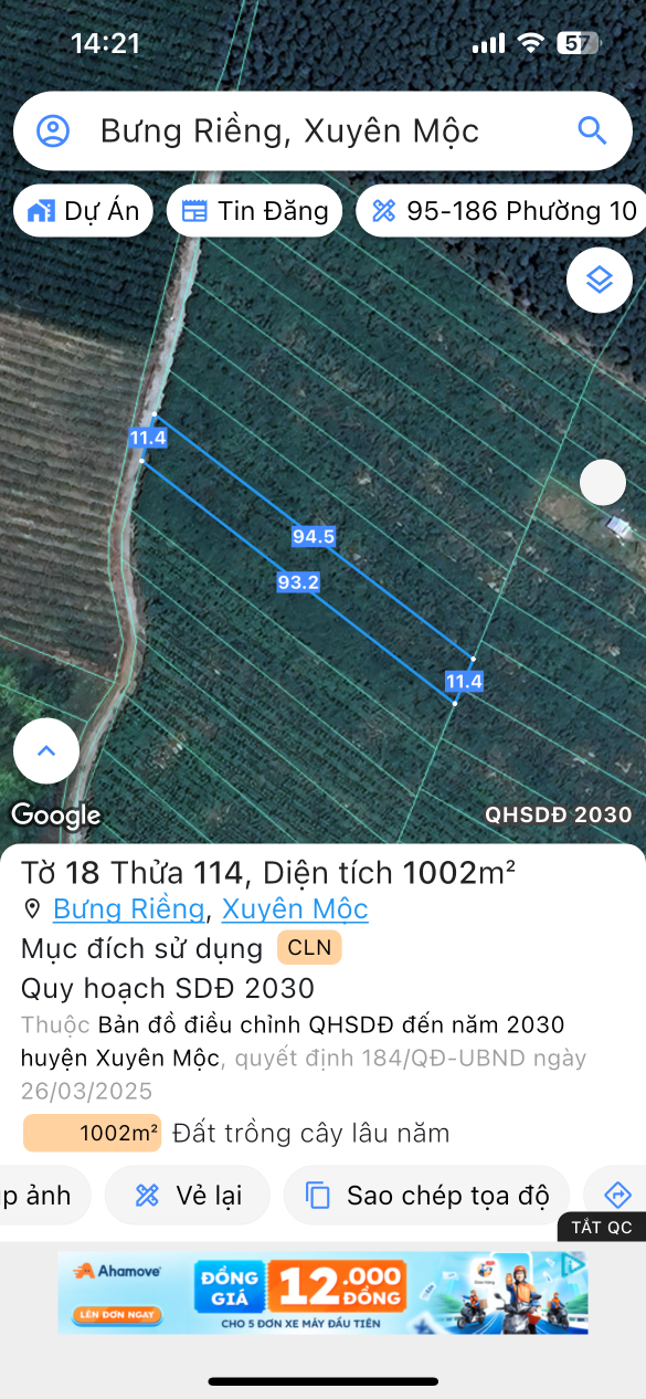 Bán đất 1002,4m² ngang 10m giá 560 triệu Xã Xuyên Mộc
