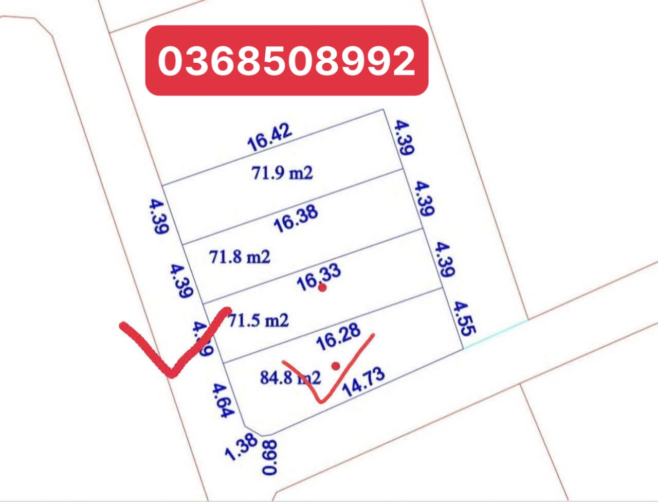Bán đất 84,8m² ngang 4,64m giá 3.05 tỷ Xã Yên Lãng