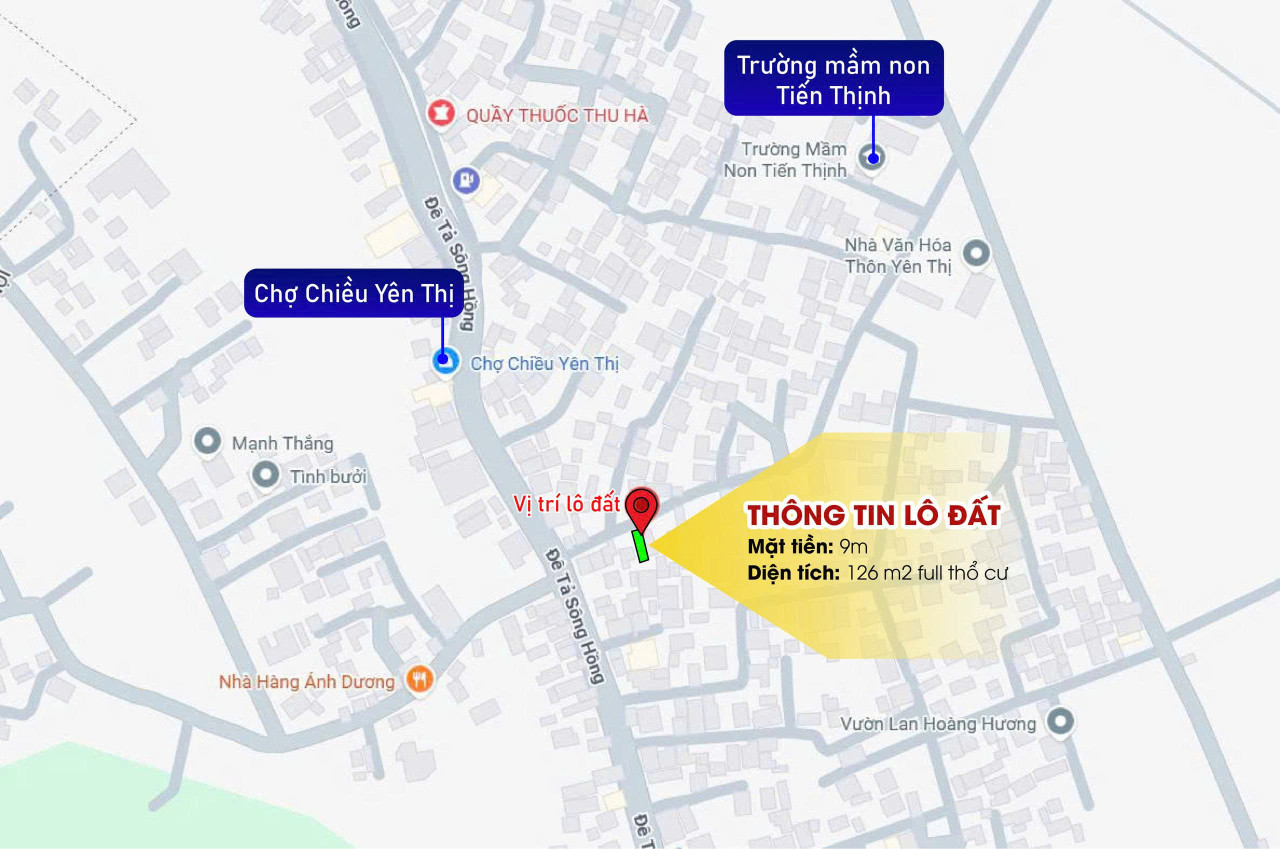 Bán nhà 126m² ngang 9m giá 3.6 tỷ Xã Yên Lãng