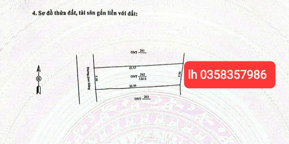 Bán đất 124.6m² full thổ cư ngang 5.5m giá 360 triệu tại Xã Yên Ninh