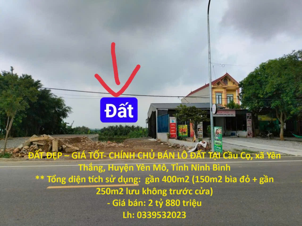 ĐẤT ĐẸP – GIÁ TỐT- CHÍNH CHỦ BÁN LÔ ĐẤT TẠI Cầu Cọ, xã Yên Thắng, Huyện Yên Mô, Tỉnh Ninh Bình