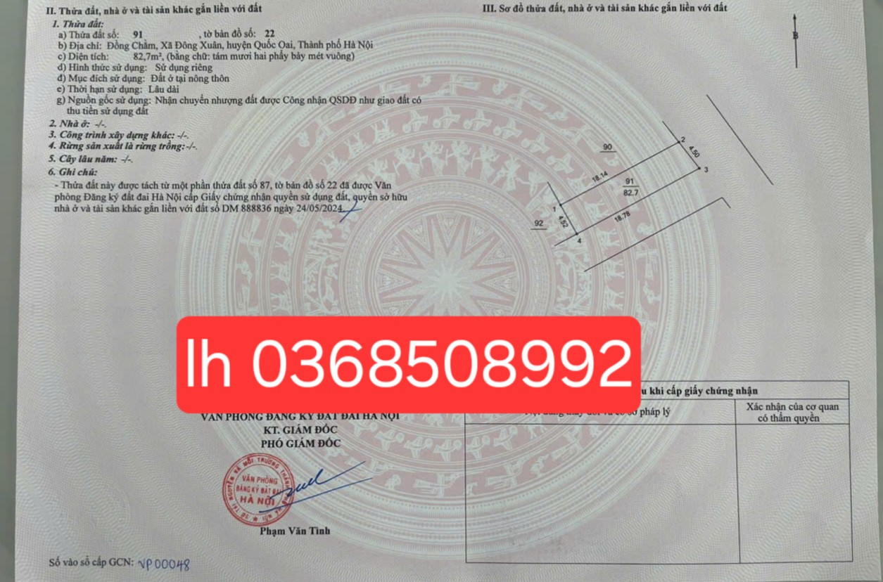 Bán đất 82,7m² ngang 4,5m giá 2.85 tỷ Xã Yên Xuân