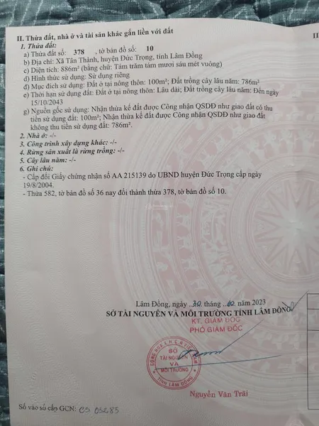 Bán đất tại Tân Thành, Đức Trọng
