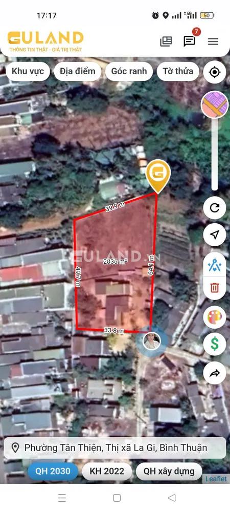 Bán  đất thổ cư 2060m² , Phường Tân Thiện, Thị xã La Gi, Bình Thuận