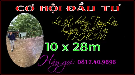 Cơ hội chốt rẻ lô đất 10 x 28m Tây Lân Bình Tân TP.HCM