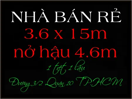 Nhà phố rẻ 1 trệt 1 lầu góc 2 mặt tiền 3/2 Quận 10 TP.HCM