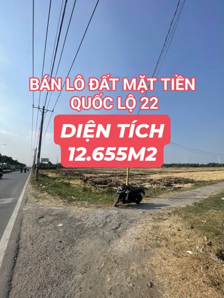 BÁN LÔ ĐẤT MẶT TIỀN QUỐC LỘ 22 - 12.655M2 - GIÁ 56 TỶ - TÂN HIỆP- HÓC MÔN
