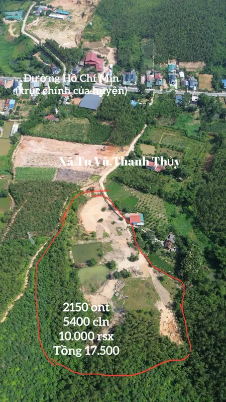 Bán đất 17500m² 8.95 tỷ tại Xã Tu Vũ Huyện Thanh Thuỷ