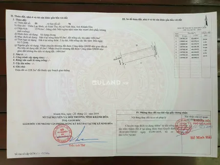 Bán  đất full thổ cư 1589m² , giá 7.5 tỷ tại, Xã Ninh Thọ, Thị xã Ninh Hòa, Khánh Hòa
