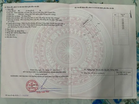0938156791 Hiếu-Bán lô đất Suối Sâu Ninh Tân. Dt 1000m2 có 21m thổ cư