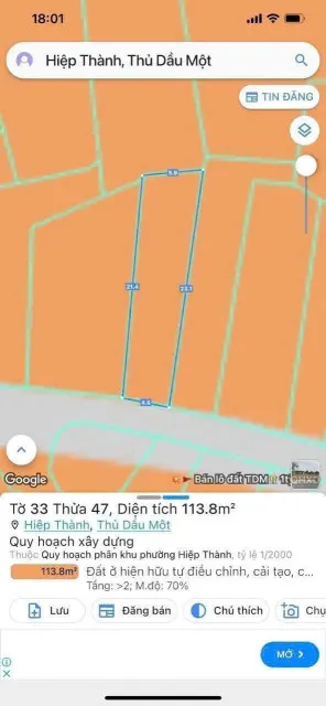 Đất Hiệp Thành vị trí trung tâm đẹp nhánh Nguyễn Văn Tiết