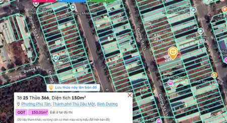 Bán 150 m đất Phú Tân TDM đường nhựa dân cư ở đông đúc.
