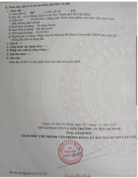 🔴BÁN ĐẤT MẶT TIỀN SÔNG MẶT TIỀN ĐƯỜNG XÃ LÝ NHƠN Mặt tiền dài 114m Diện tích : 19.157 m2 Giá : 1 triệu 300k/m Tổng giá : 24 tỷ 904 triệu  Vị trí lô đất đường nhựa rộng 6,5m Đê Tiền Giang xã Lý Nhơn huyện Cần Giờ . Liên hệ : 0988633377 Lộc