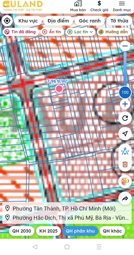 Bán đất 125.6m² 1 tỷ tại Phường Tân Thành TP HCM ( mới)/Phường Hắc Dịch TP Phú Mỹ Bà ria vung tau cũ