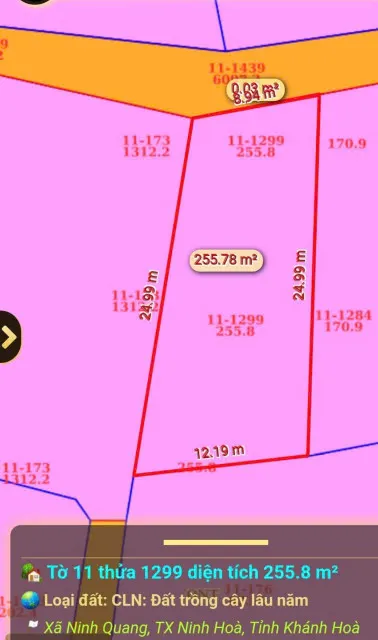 Cc gửi bán 255m2 thạch thành Ninh quang giá chỉ 1tỷ050tr