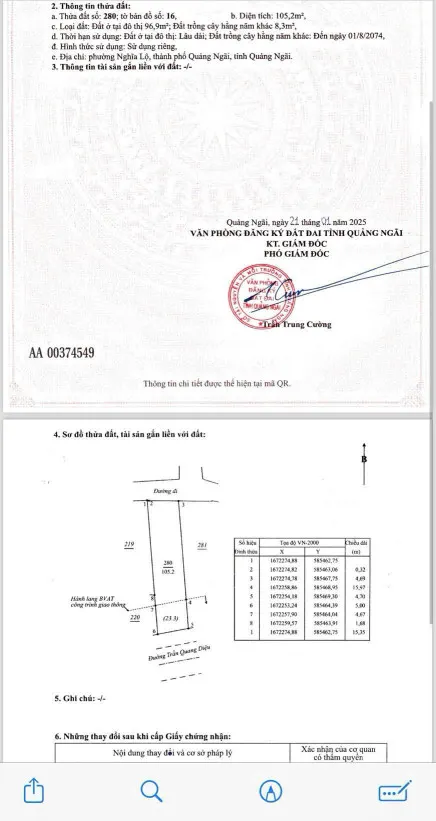 Bán đất 105m² 2.85 tỷ tại Phường Nghĩa Lộ Thành phố Quảng Ngãi