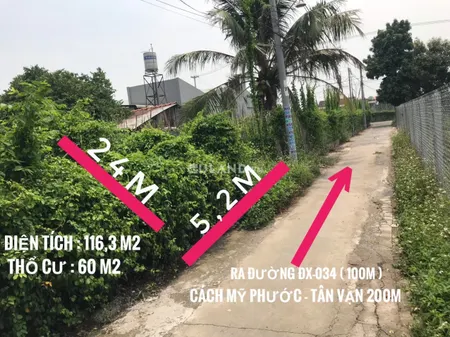 Bán bán  đất thổ cư 116.3m² , giá 2.45 tỷ tại, Phường Phú Mỹ, Thành phố Thủ Dầu Một, Bình Dương