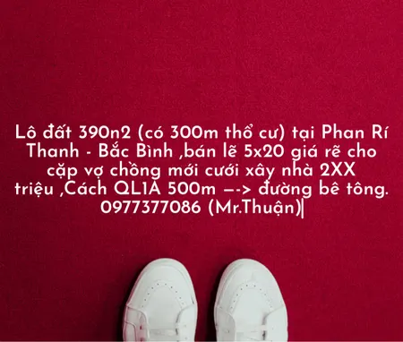 220 triệu có ngay lô đất 100m2 ở_ tại Xã Phan Rí Thành Huyện Bắc Bình