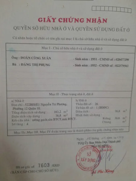 CHO THUÊ NHÀ NGUYÊN CĂN GẦN NGÃ TƯ THÀNH THÁI - QUẬN 10 - TP HỒ CHÍ MINH