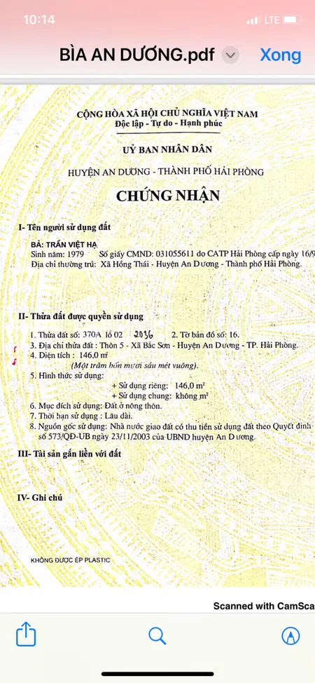 ĐẤT ĐẸP - GIÁ TỐT - Vị Trí Đắc Địa Tại Thôn 5, Xã Bắc Sơn, Huyện An Dương, Hải Phòng